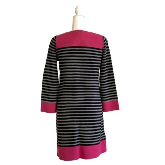 Eliza J Dress Black Gray Pink Striped Pockets Knit Sweater Shift Dress Small - Picture 5 of 10